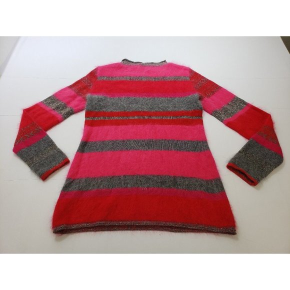 209 wst 38 Womens Sweater Long Sleeve Mock Neck 100% Cashmere Striped XS - Picture 7 of 10